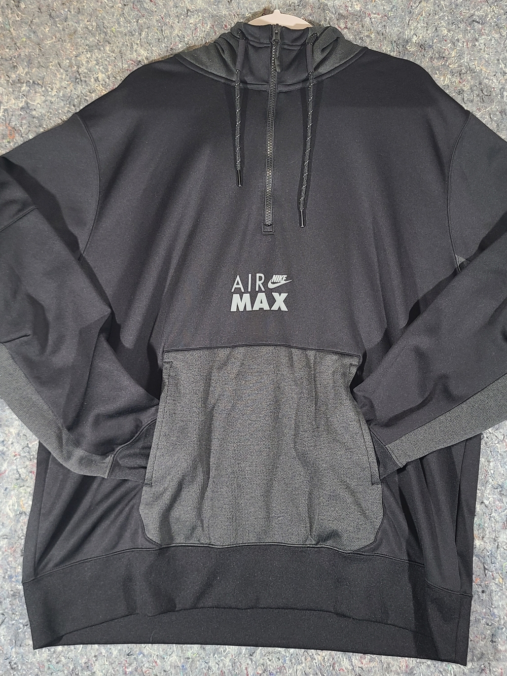 Nike Air Max Therma-FIT Hoodie Mens XXL Black Quarter Zip Pullover Sweatshirt